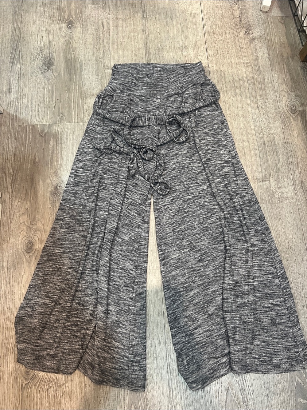 FP Movement by Free People Marled Gray Wide-Leg Knit Pants S